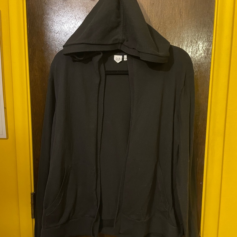 GAP Factory Hooded Open Front Cardigan. Black. Size XXL
